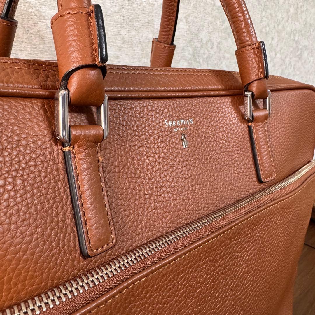 SERAPIAN カシミアレザー製 ラージ ブリーフケース セラピアン ブラウン