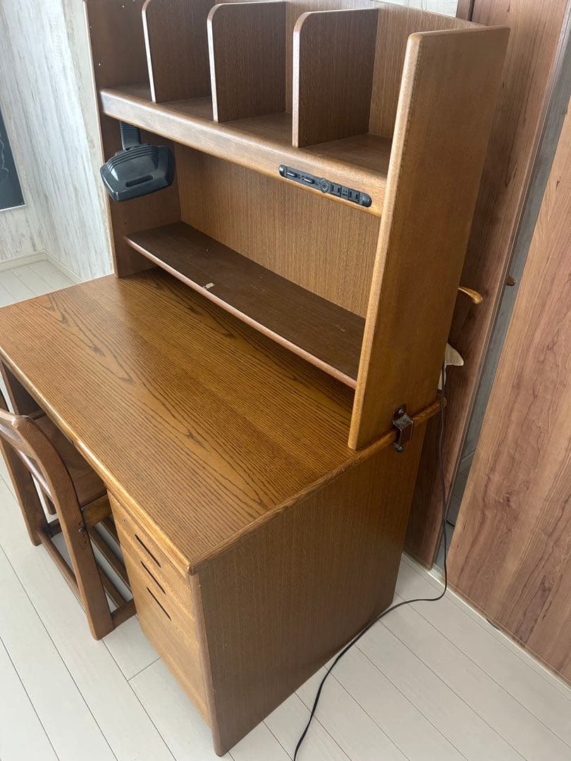 浜本工芸　学習机　本棚付き　袖机　フルセット　USED 皇室御用達　高級