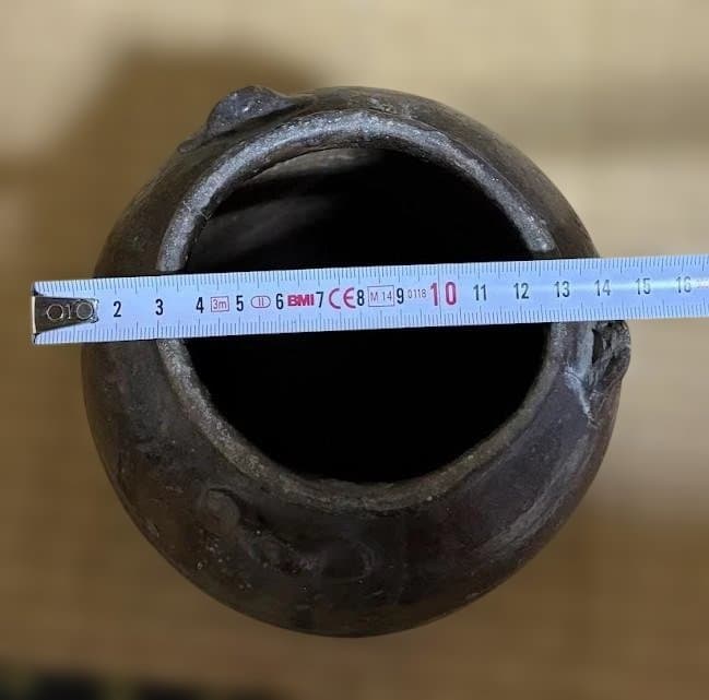 古陶器 耳付き壺 茶褐色釉 民芸品 昭和以前 花瓶