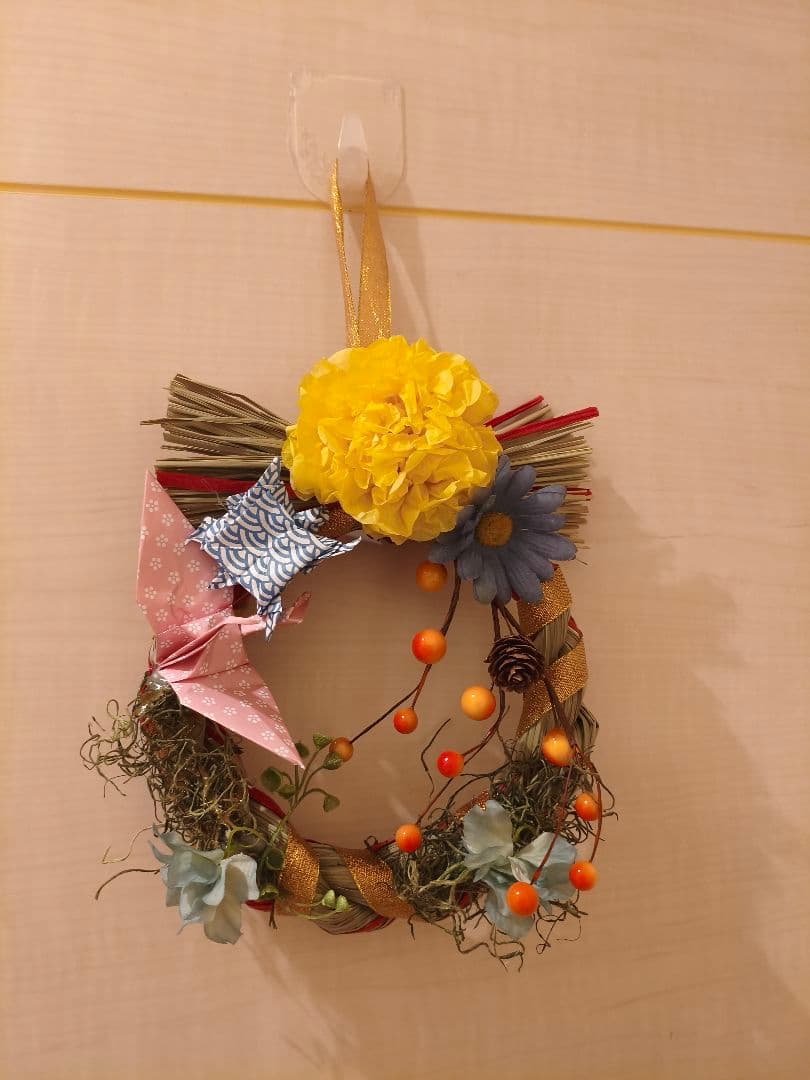 正月飾り しめ縄 造花リース