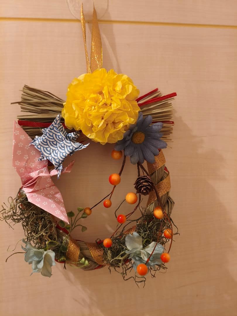 正月飾り しめ縄 造花リース