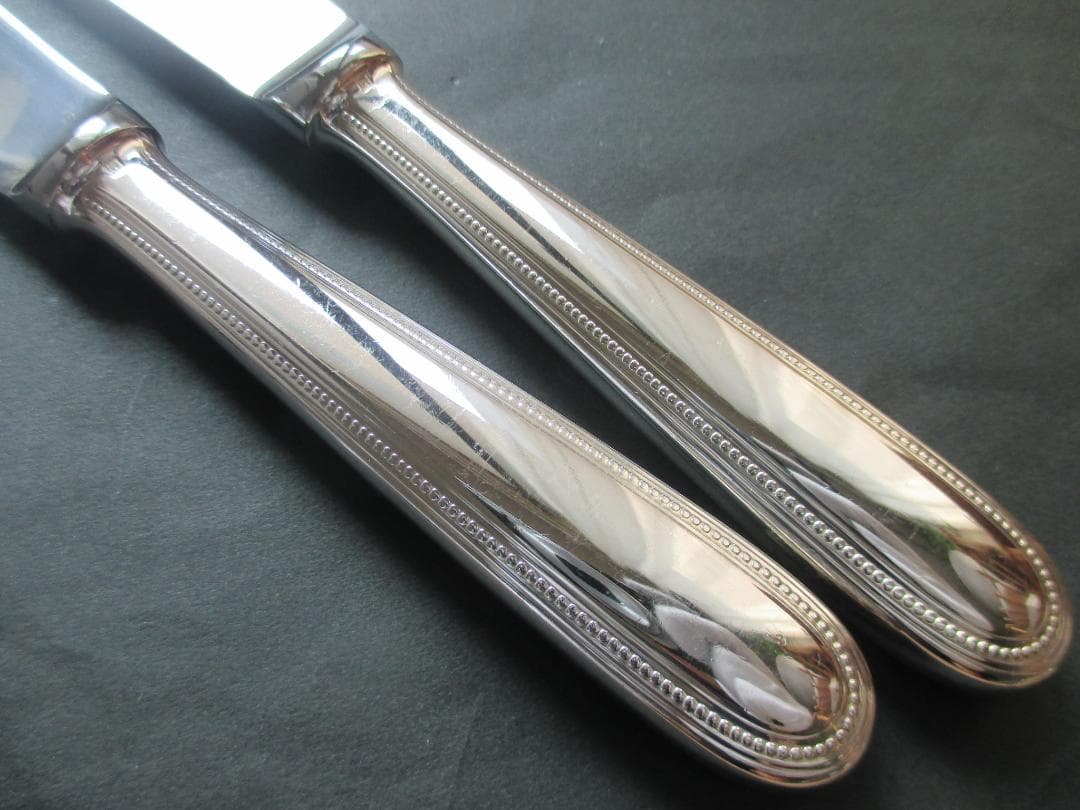 スロス4本☆銀器クリストフルシルバー　テーブルナイフ＆フォーク定番のパール