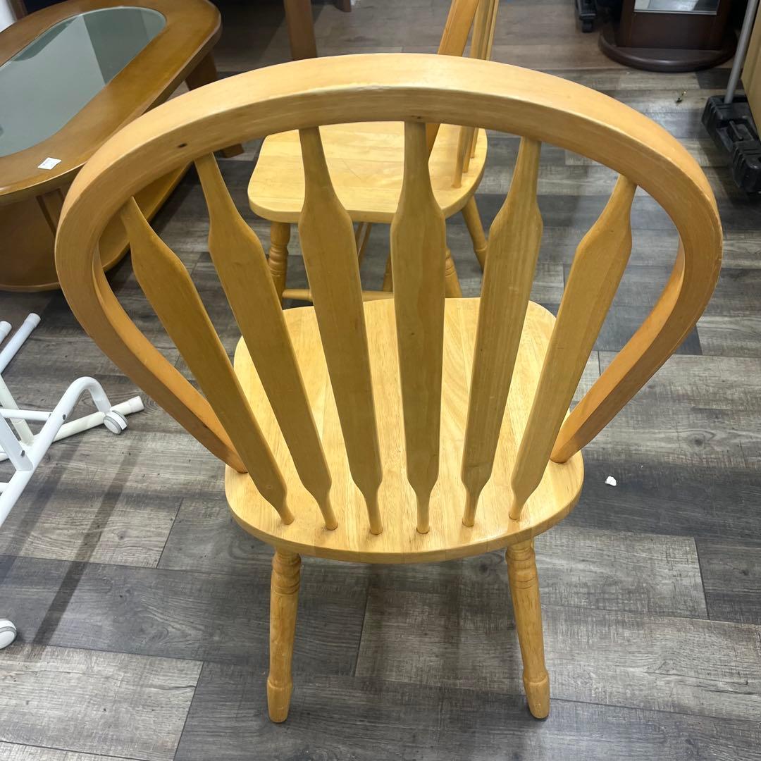 ② RUBBERWOOD ダイニングチェア ウィンザー　天然木　２脚セット