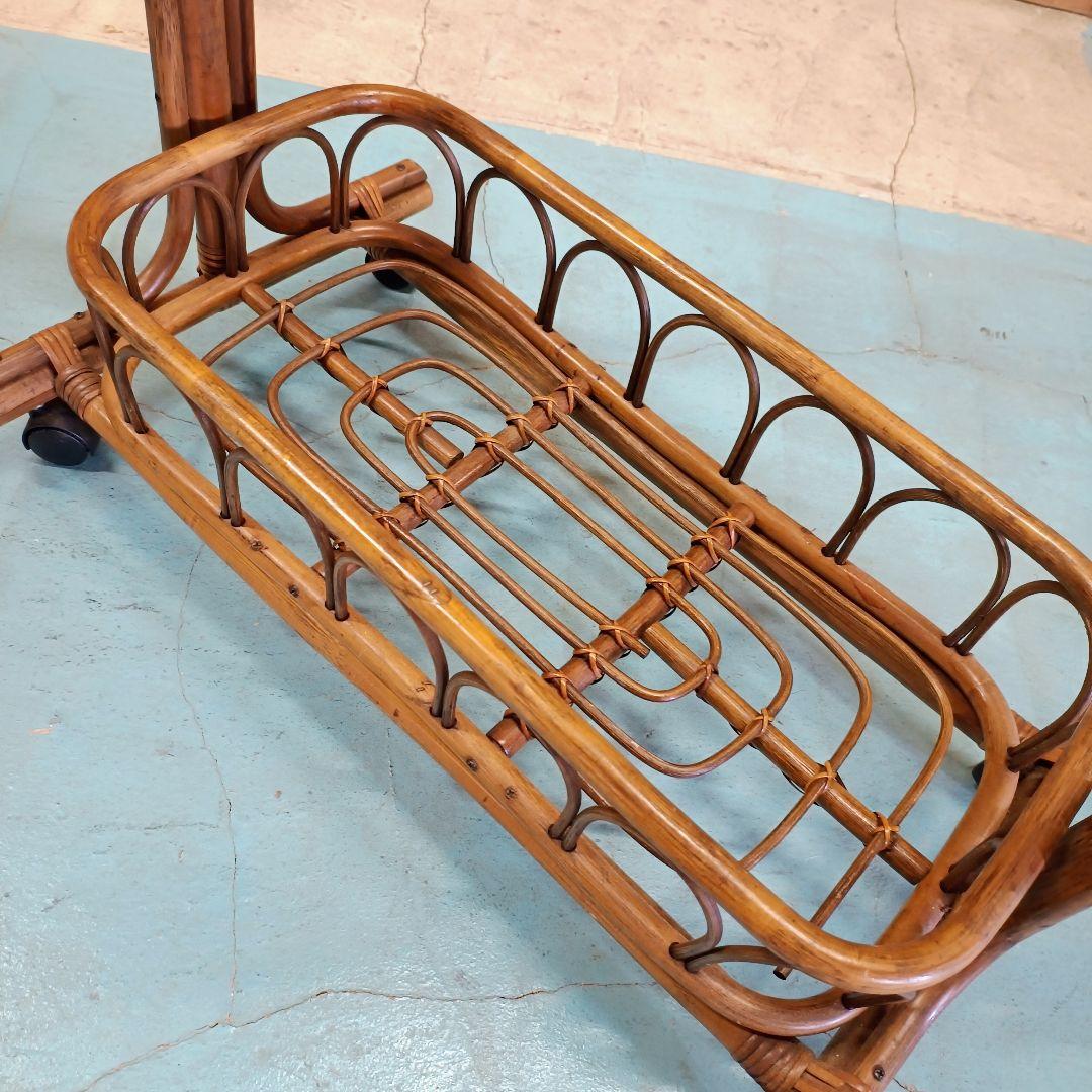 美しい　ラタン　ハンガーラック　コートラック　アンティーク　木製　美品