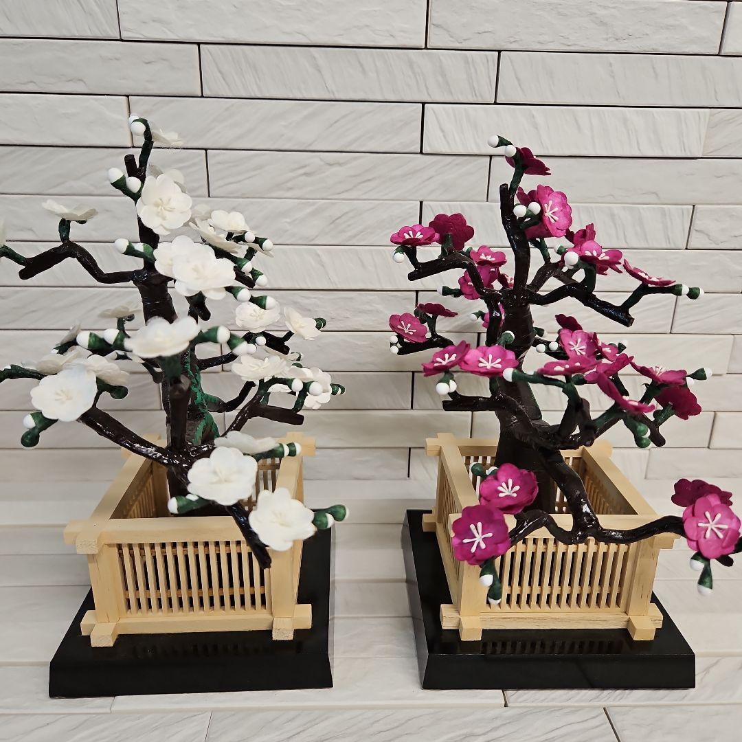 手作り　繭玉細工　紅梅白梅