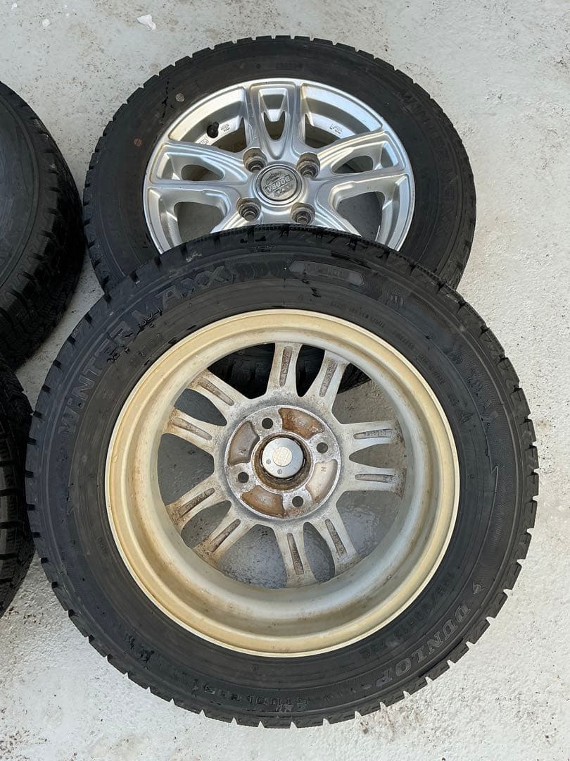 ② 155/65R13ダンロップ スタッドレスアルミホイール 2本セット送料無料