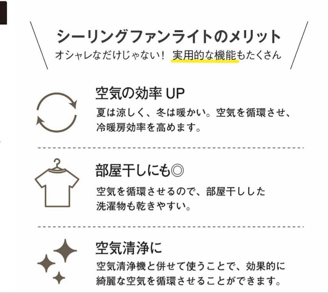 5枚羽根 リバーシブル シーリングファン 黒 LED電球付き