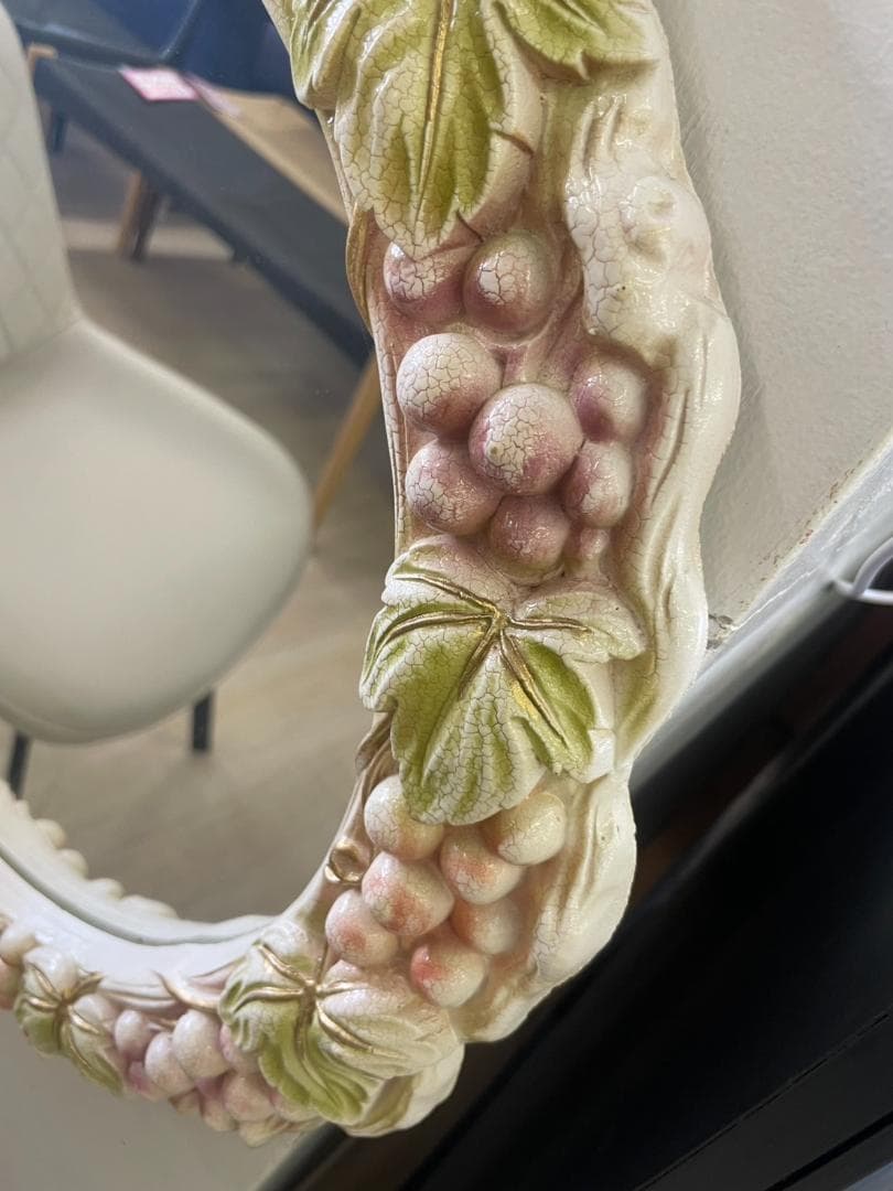 ロココ　グレープ　ミラー　鏡　壁掛ミラー　アンティーク　ベルサイユ　宮殿　ピンク