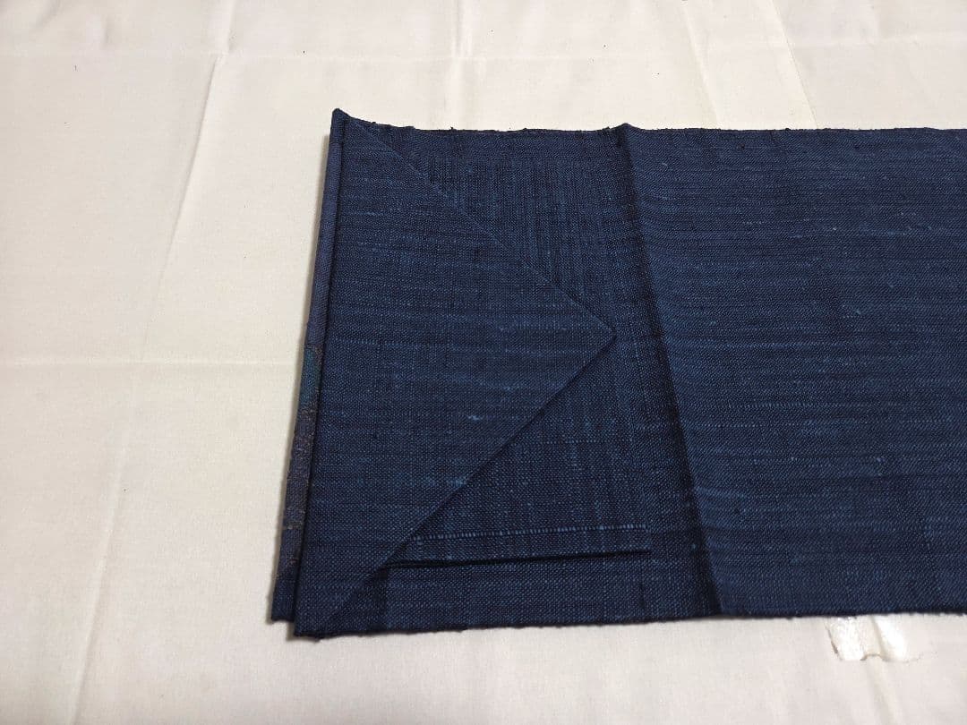 A◆着物くつろぎ 抽象デザイン ナチュラル 六通 紬 正絹 松葉仕立て名古屋帯