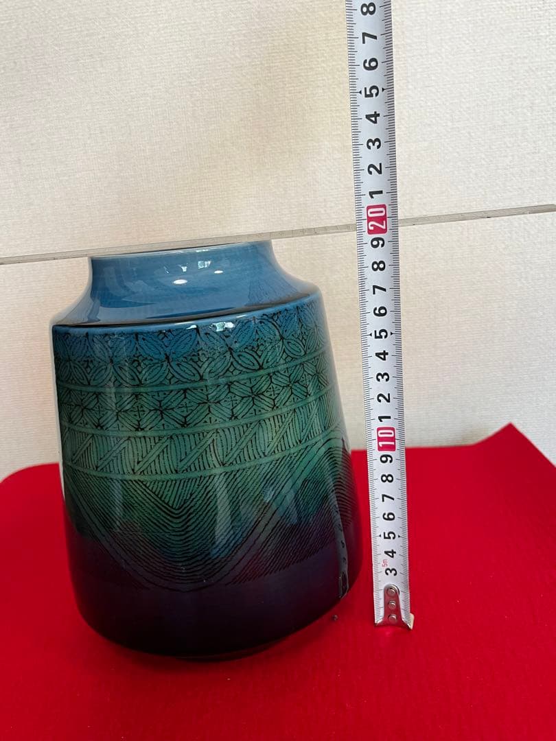 柳雨軒 三代 人間国宝 徳田八十吉（正彦銘） 碧明釉 小紋壺 管理T193