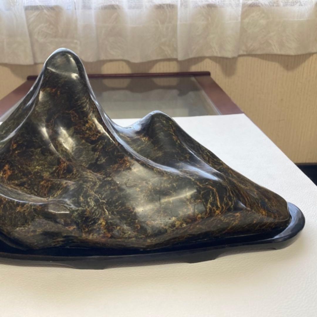 鑑賞石 天然石 オブジェ 置物 インテリア 山型 山脈 模様 約6.5kgレトロ