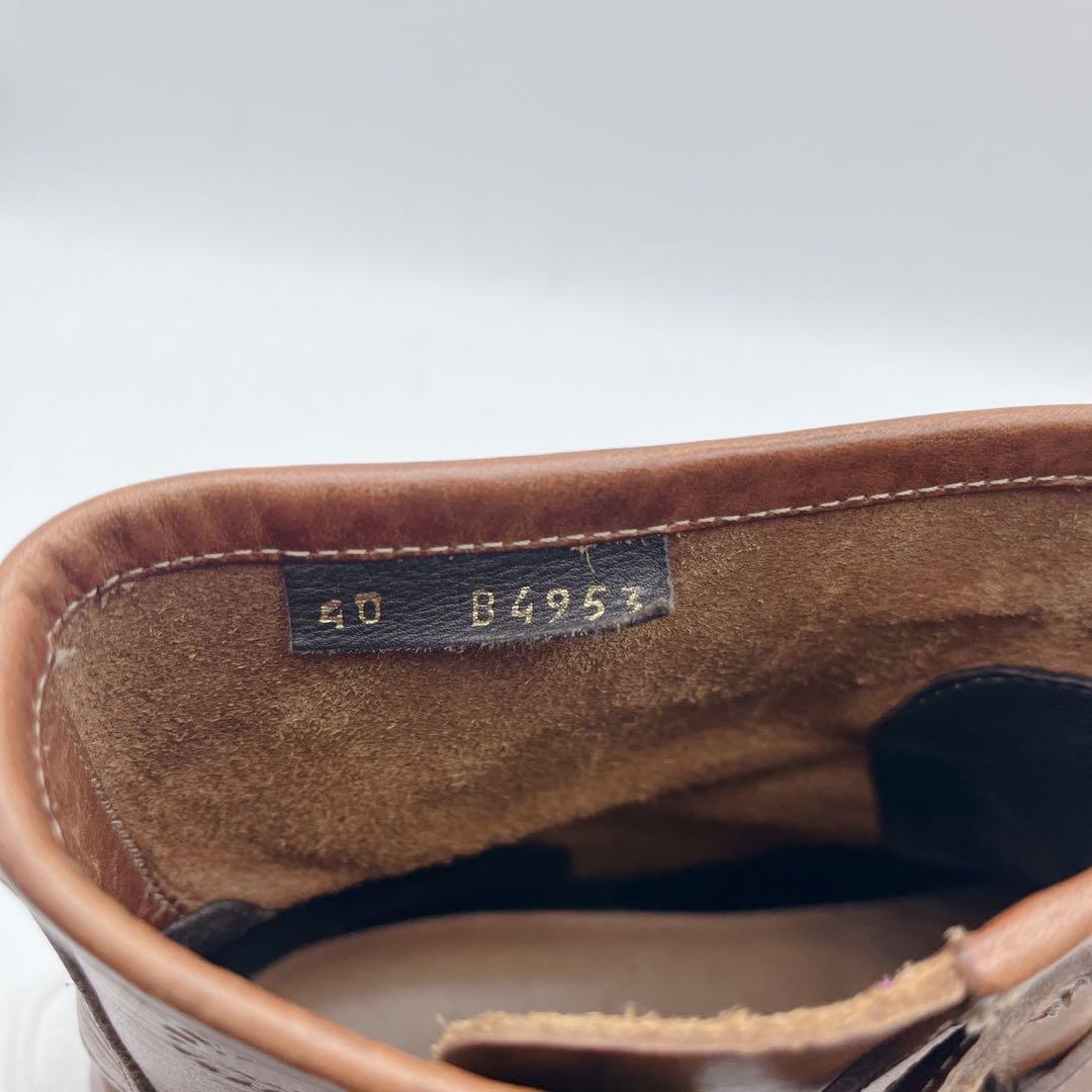 美品✨希少❗️ブッテロ エンジニアブーツ ベルト ビブラムソール ブラウン 40