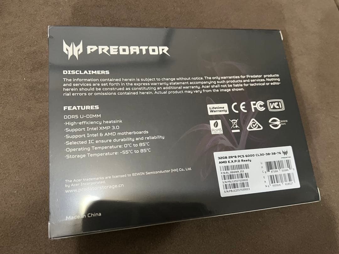 メモリー Pallas II DDR5 64GB 6000MHz CL30