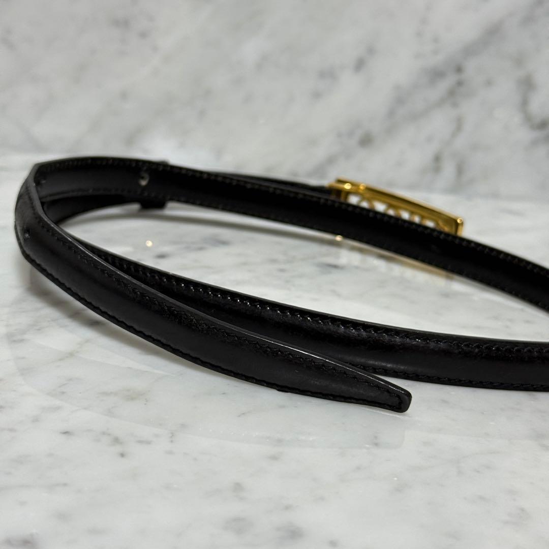 美品 GUCCI グッチ ベルト 本革 レザー ゴールド 金 細ベルト