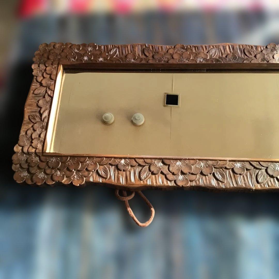 アンティーク軽井沢彫り　ミラー　鏡　姿見　櫻