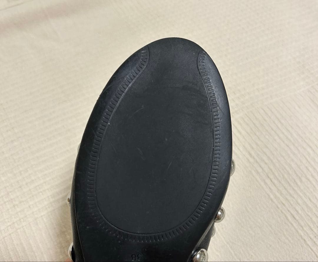 ZARA ザラ スタッズ付きレザーバレリーナシューズ 38 (24.6cm)