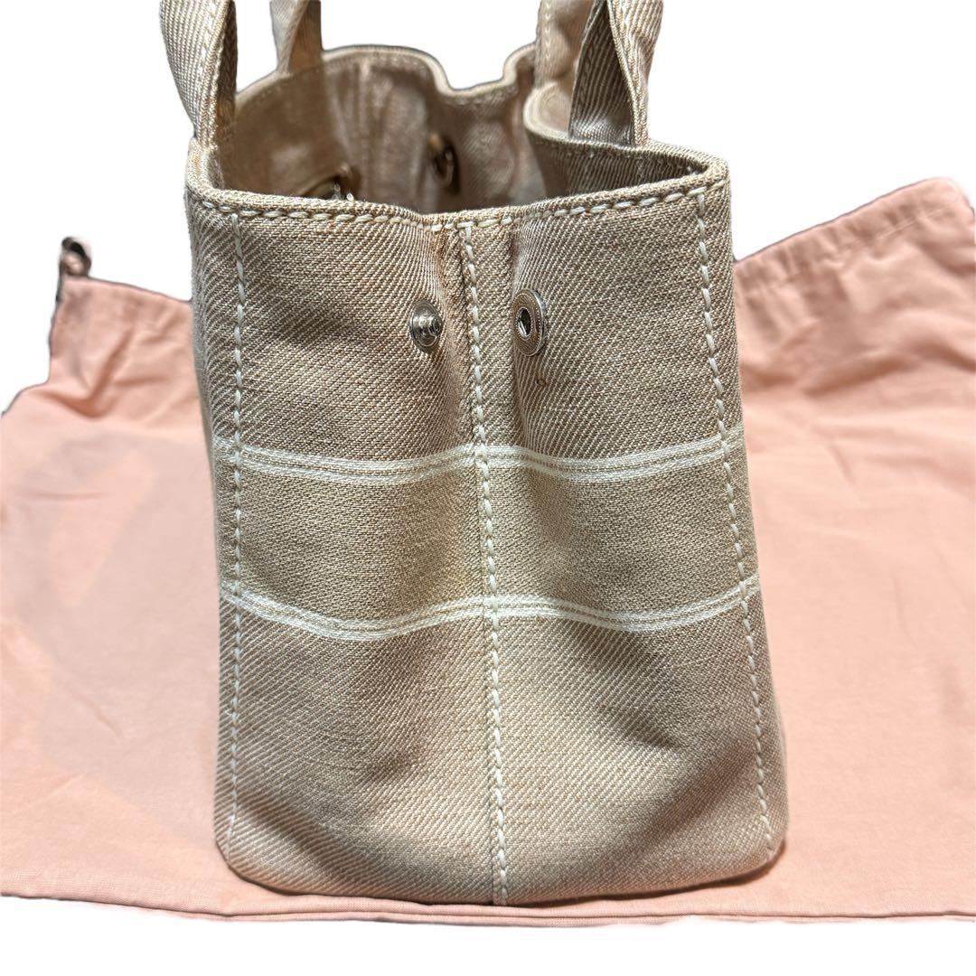 ミュウミュウ miumiu キャンバス トート ハンドバッグ ベージュ バッグ