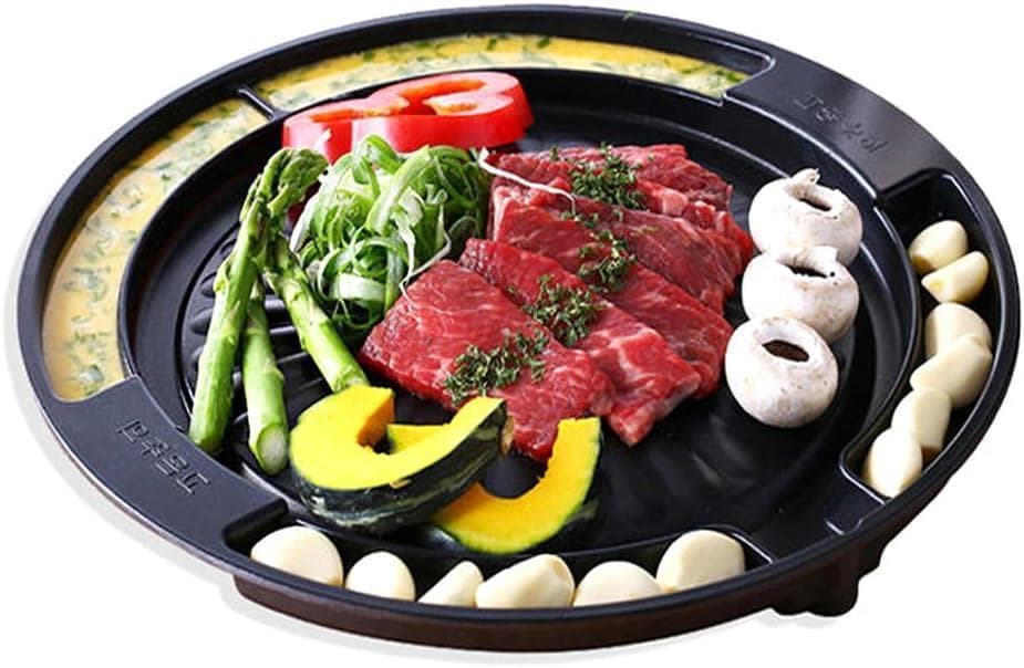 サムギョプサル焼肉用プレート鉄板 浴びんだ防止コーティング 丸型 30cm