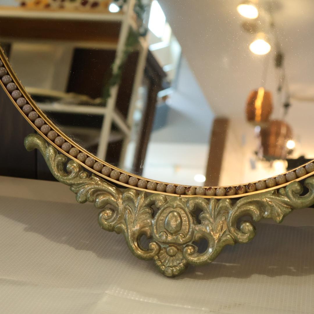 アンティーク調 ウォールミラー 壁掛け鏡 エレガント クラシカル ロココ調