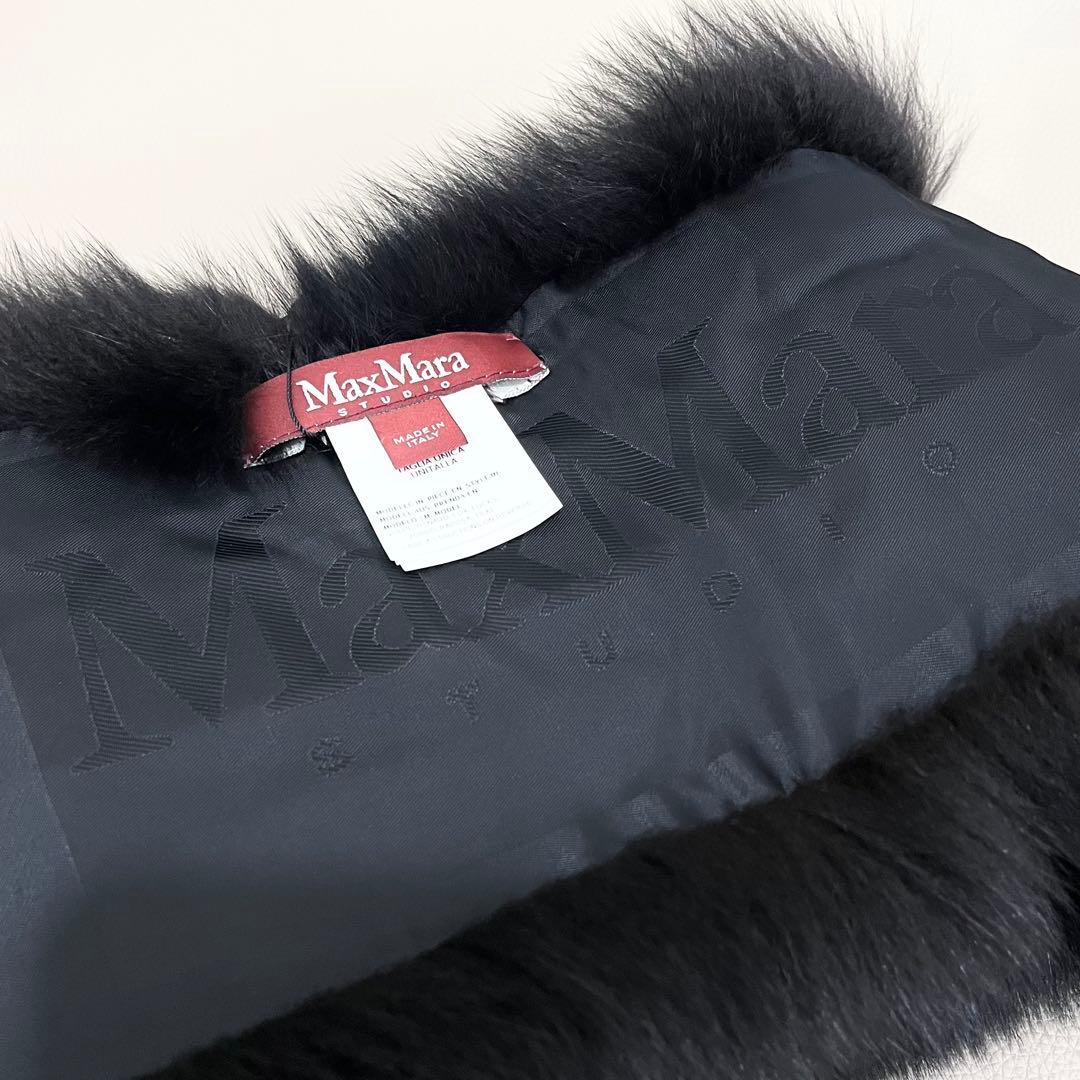 Maxmara 未使用タグ付 肉厚リアルフォックスファー スヌード マフラー