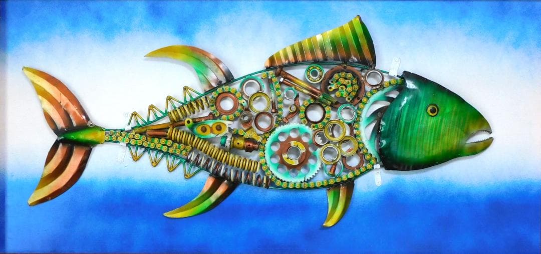 金属工芸 魚のアート作品 大