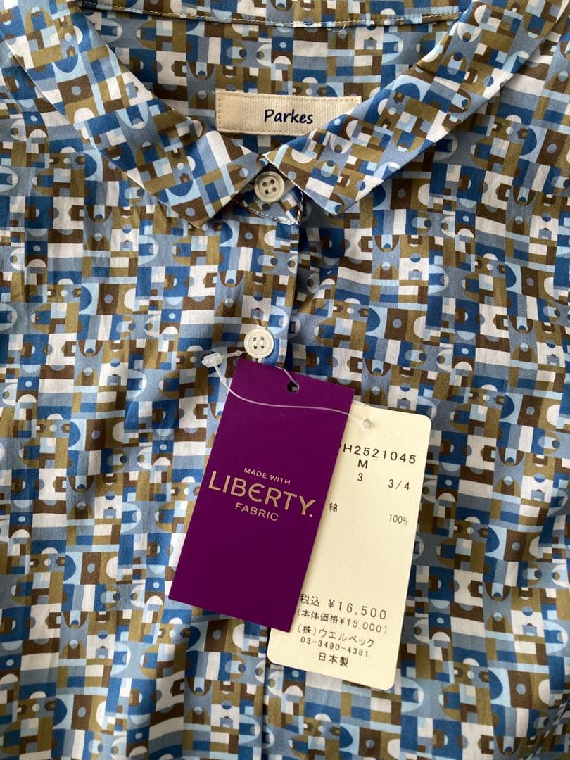 新品！Parkes 幾何学模様 コットン長袖シャツ　リバティ