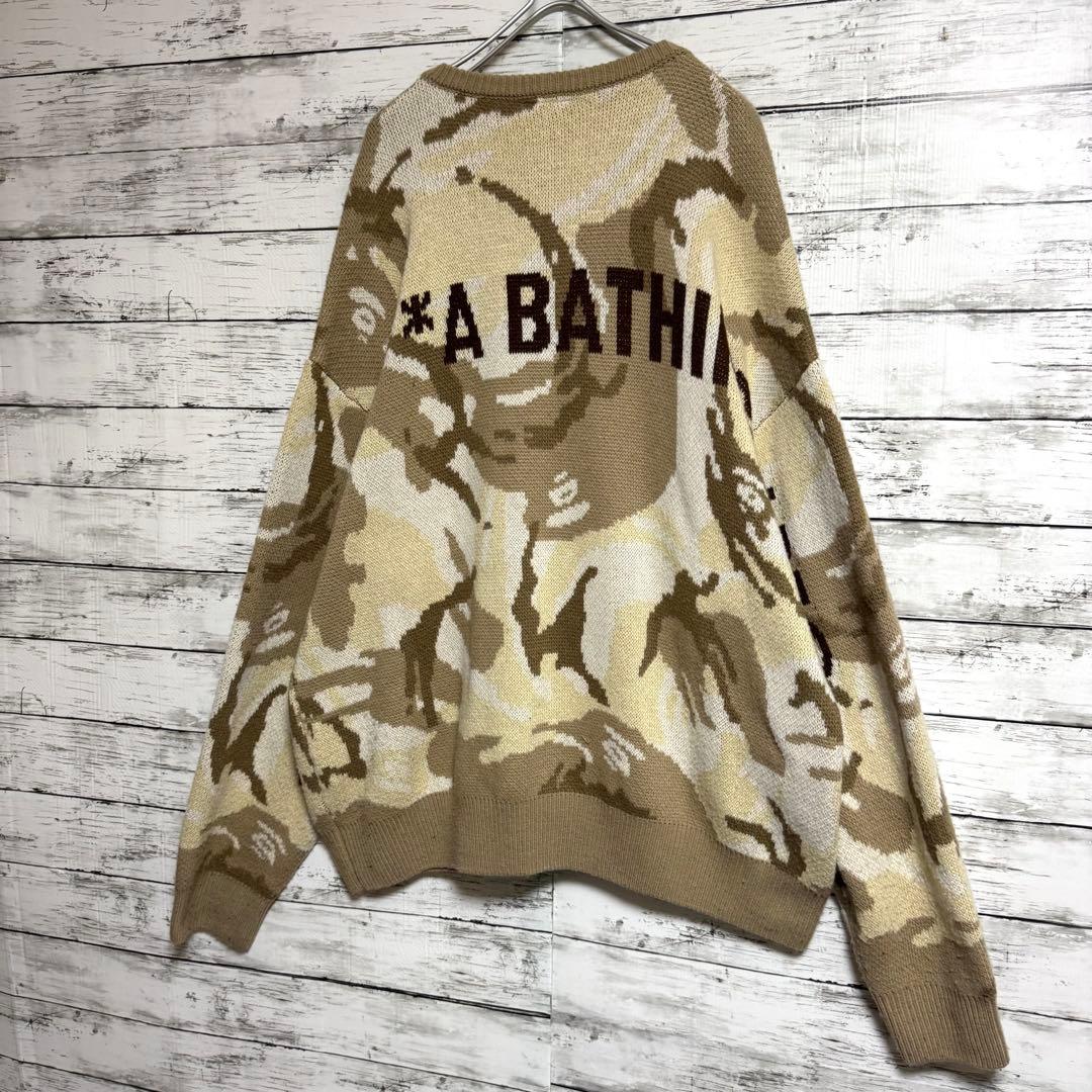 美品　希少　エーエイプ　カモフラ　ニット　セーター　バックロゴ　XLサイズ
