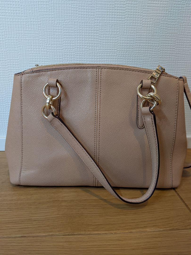 COACH ベージュショルダーバッグ2way　レザー