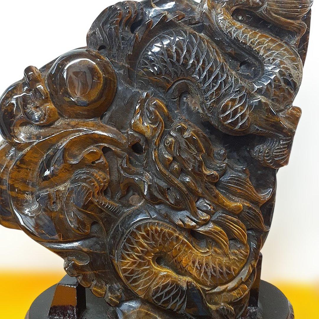 最終お値下げタイガーアイ龍神置物金運仕事運アップ