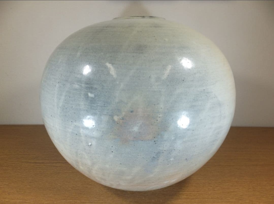 真作保証 小川哲男 大作 約33.2cm 粉引壷 日本工芸会 コレクター放出品