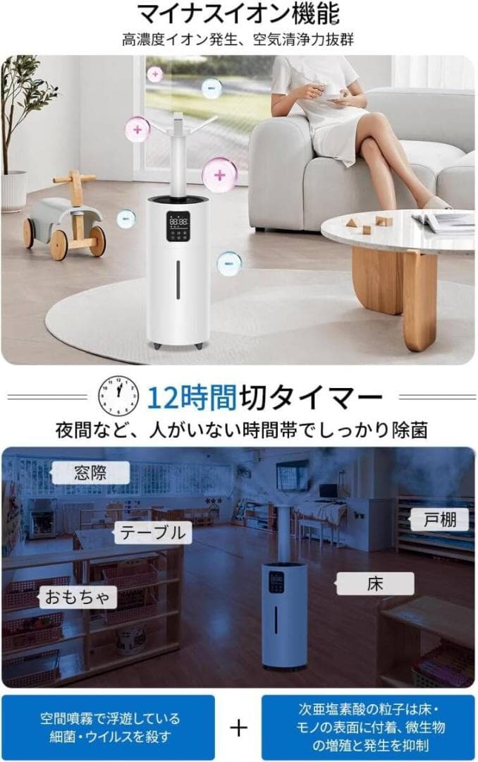 加湿器 大容量 業務用 【28L大容量&ECO湿度設定&マイナスイオン】 家庭用