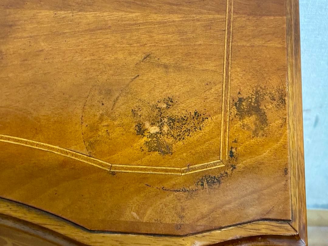 管452☆イタリア製☆アンティーク☆象嵌細工☆猫脚☆3段チェスト