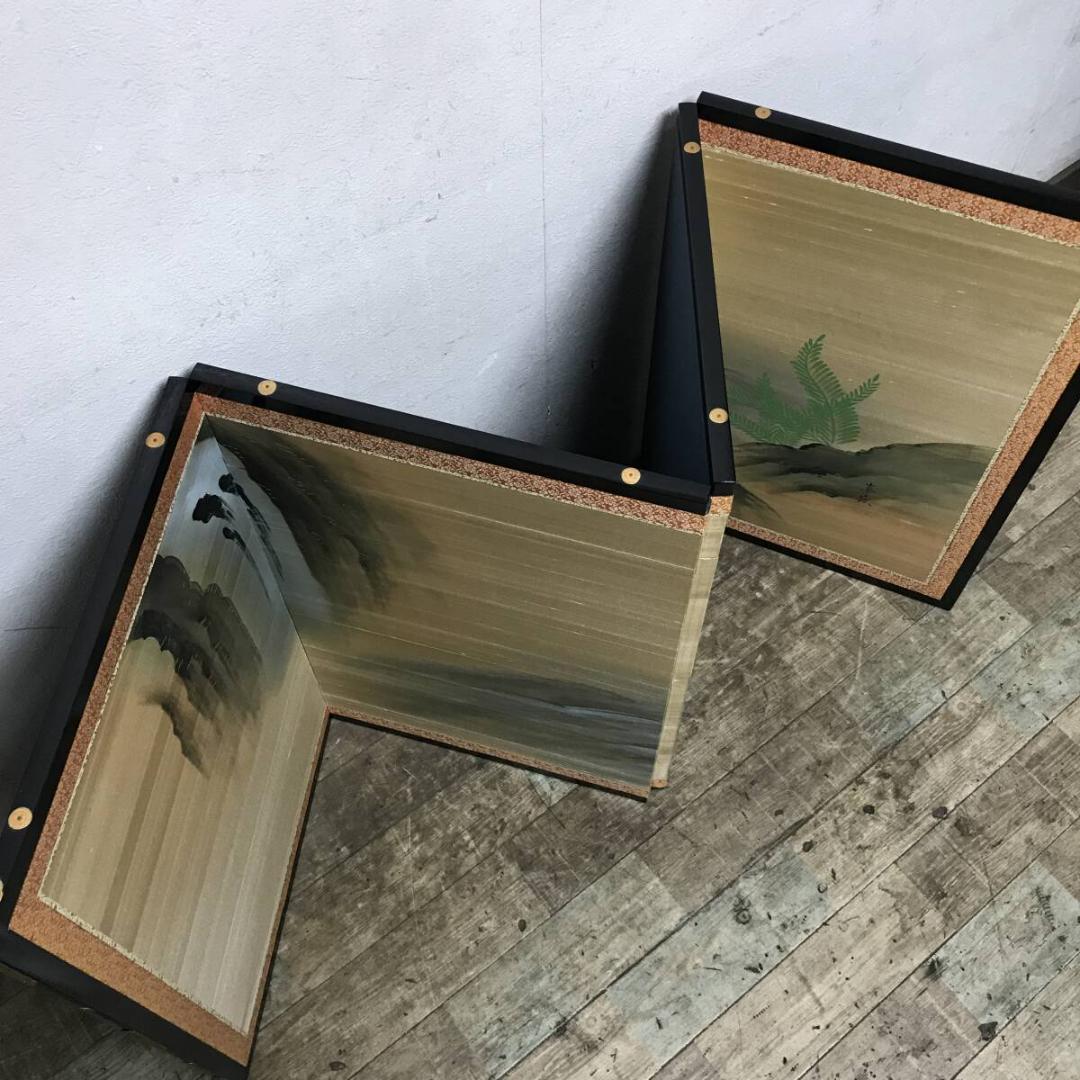 春嶺銘 節句屏風 四曲一帖 海魚図 屏風 幅約165㎝ 背景 節句飾り