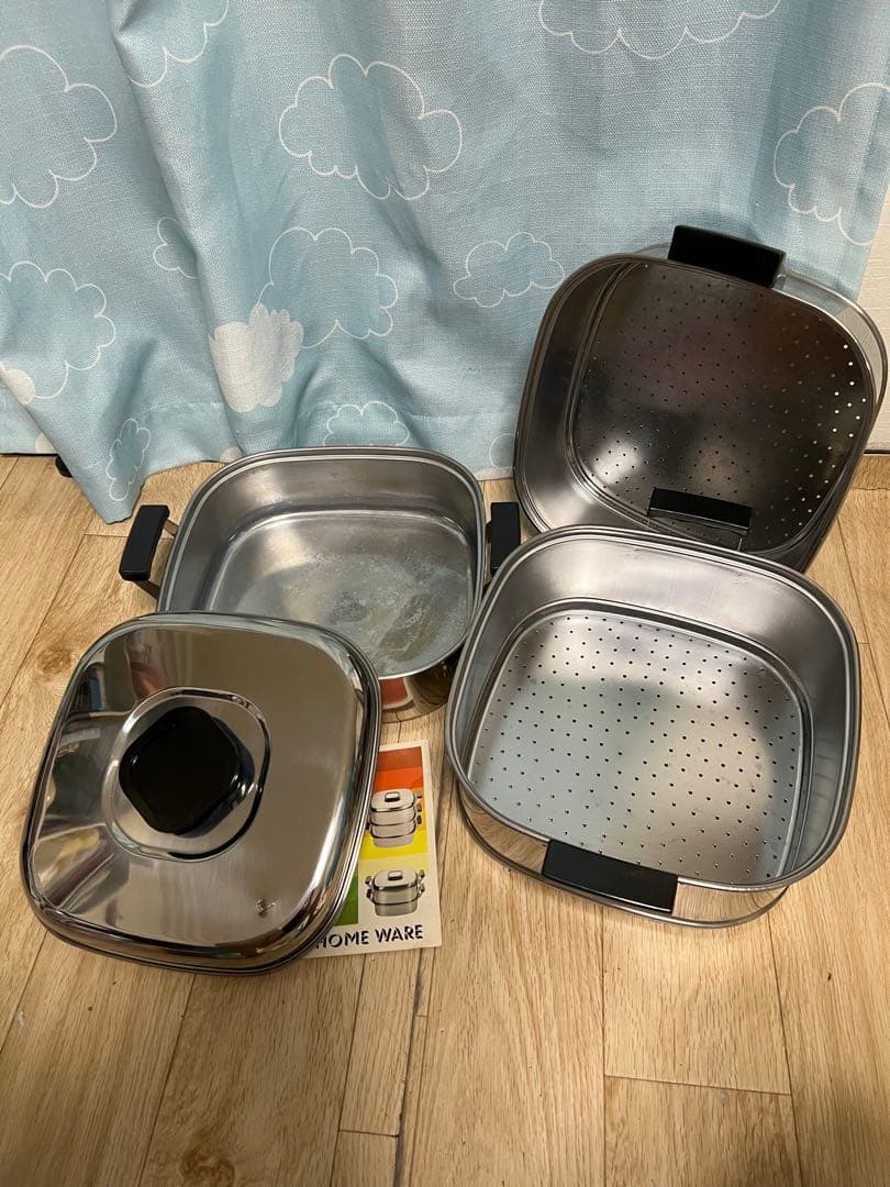 激安送料込‼️ 神子島製作所 ステンレス角型蒸し器 3段 29cm