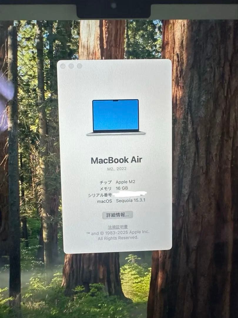 MacBook Air (M2) 13インチ16GB 265GB