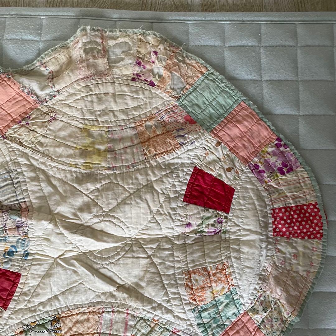 アンティークキルトビンテージ　パッチワークダブルウェディング　フィードサック