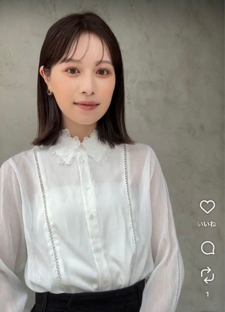 laubeblanc Orchid Embroidered Collar シャツ