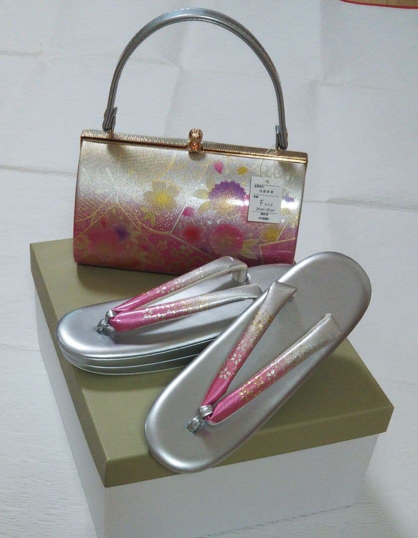 振袖用 バッグ 草履セット シルバー