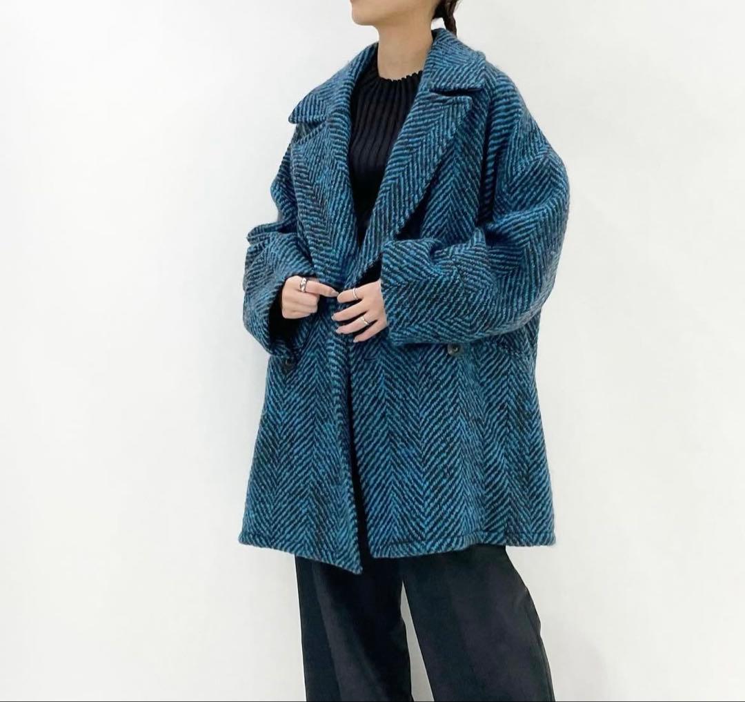 ジャケット・アウター cafune big herringbone double coat
