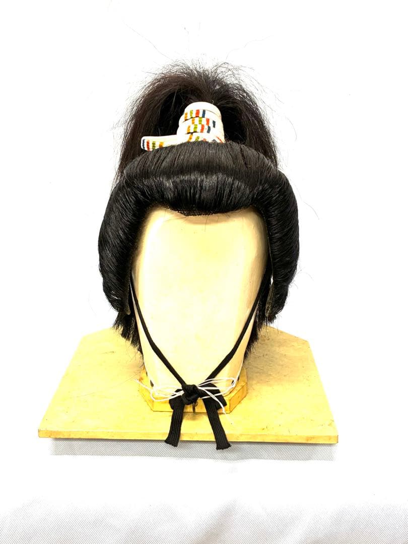 信長、中サイズ、中古舞踊かつら、大衆演劇かつら、日本髪かつら、ケース付き