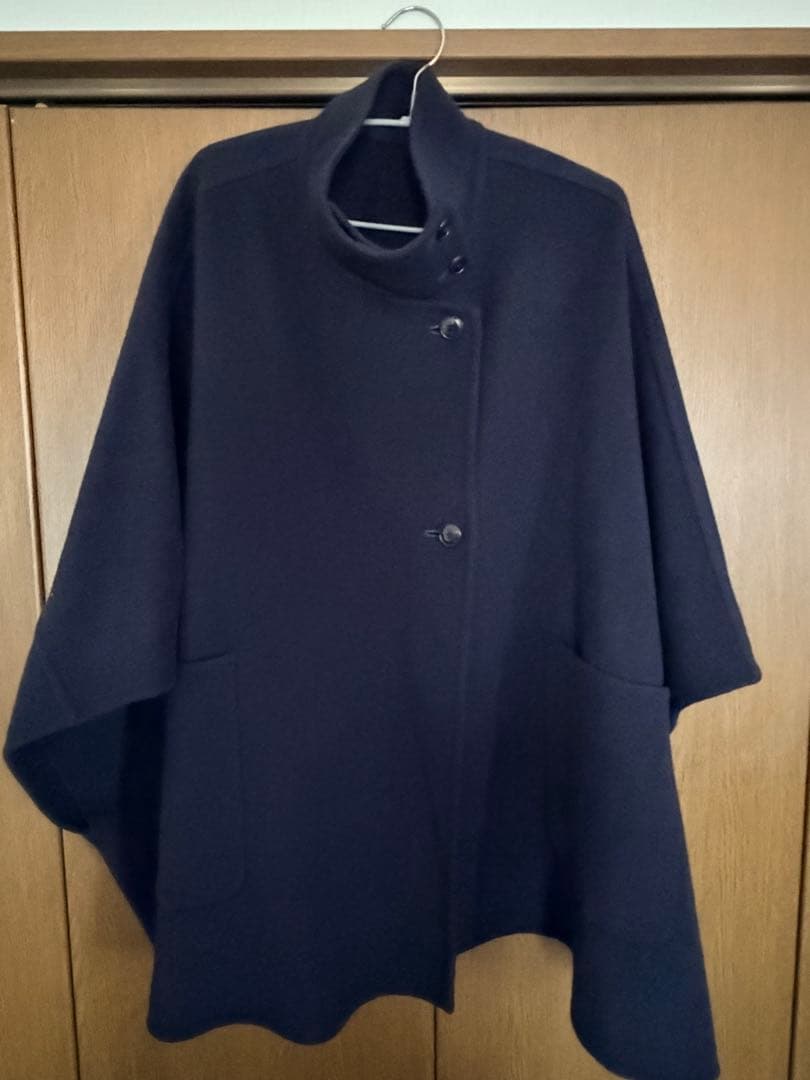 2023AW スローブイエナ スタンドカラーダブルフェイスポンチョ ネイビー
