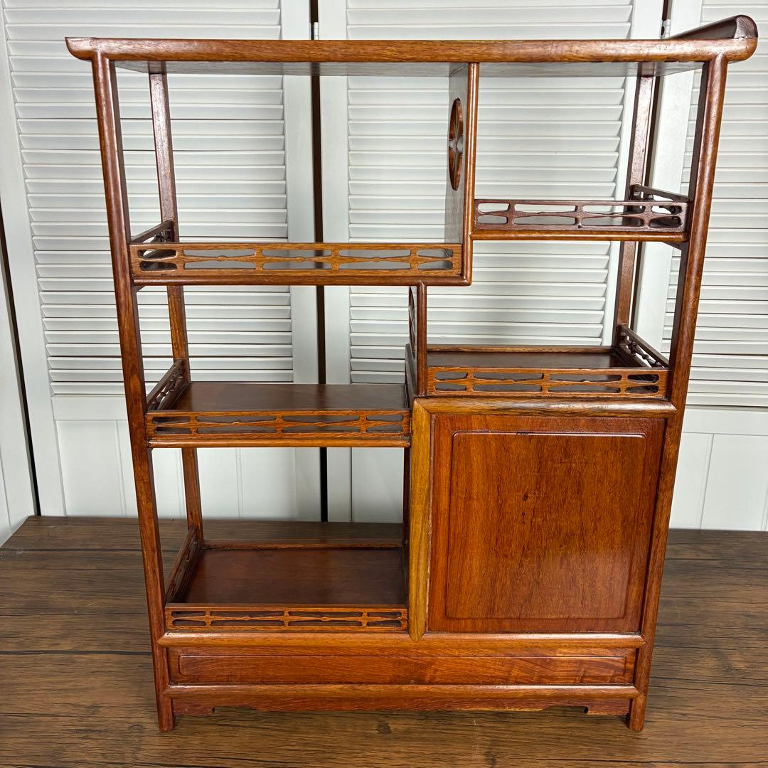 【送料込】和風家具　棚　唐木家具　和室民芸家具　アンティーク　昭和レトロ　小物入