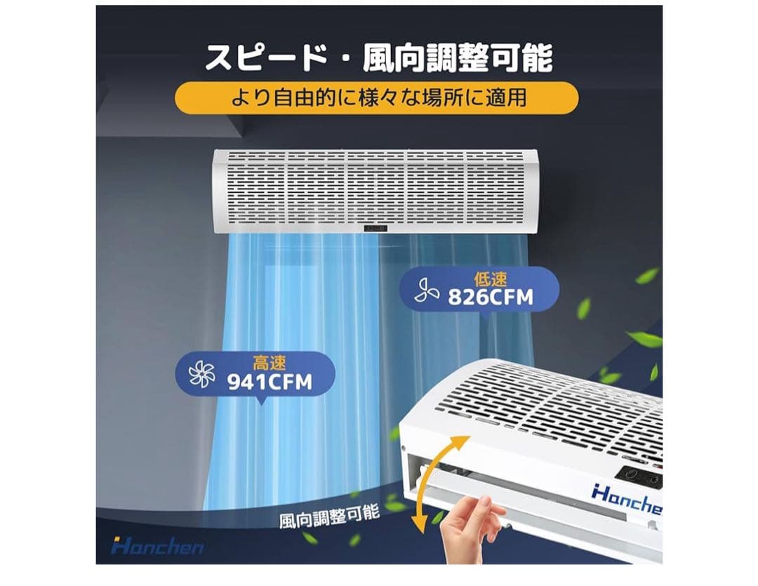 ハンチェンエアカーテン、826/941 CFM、10-14 m / sの調整可能