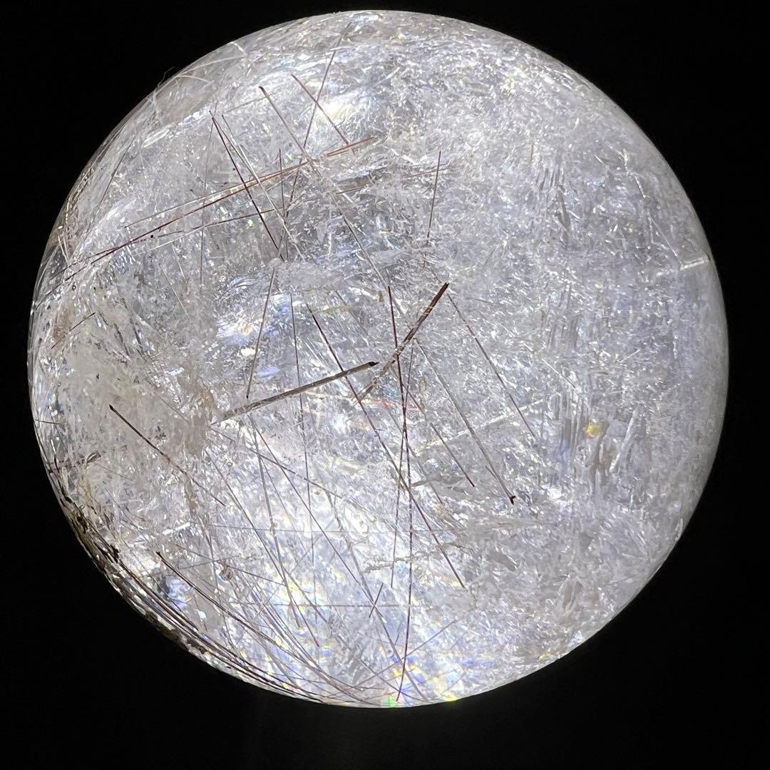 ‪☆極上逸品‪☆透明度と素敵な煌めき☆虹入り ルチルインクォーツ 丸玉 天然石