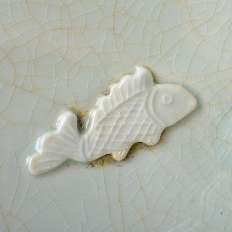 中国　影青　貼魚氷裂文鉢　茶碗　C　R6494