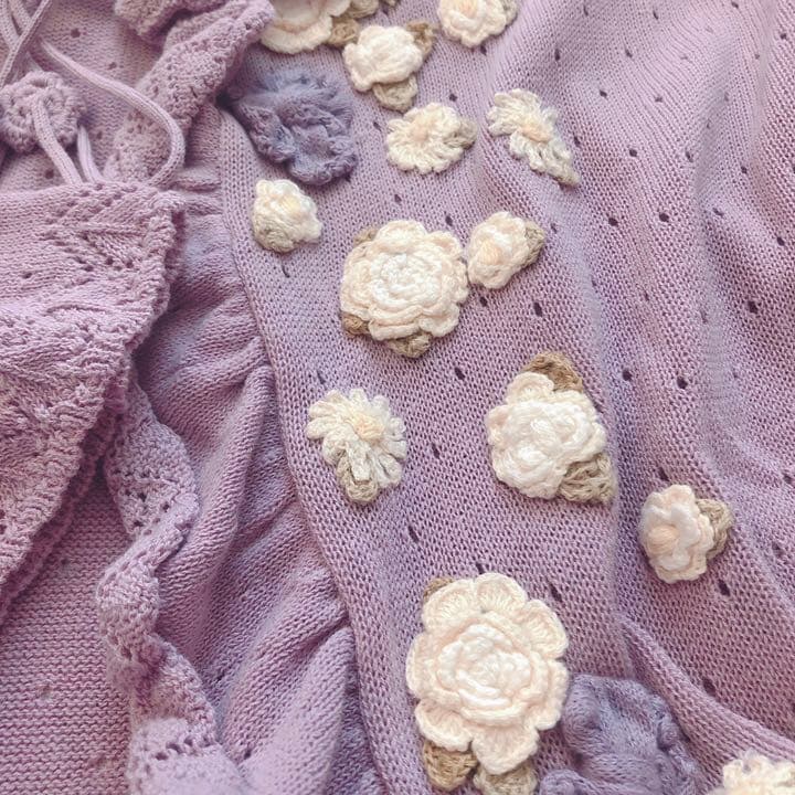 【新品タグ付き】ピンクハウス バラのモチーフ付きカーディガン スカートの2点