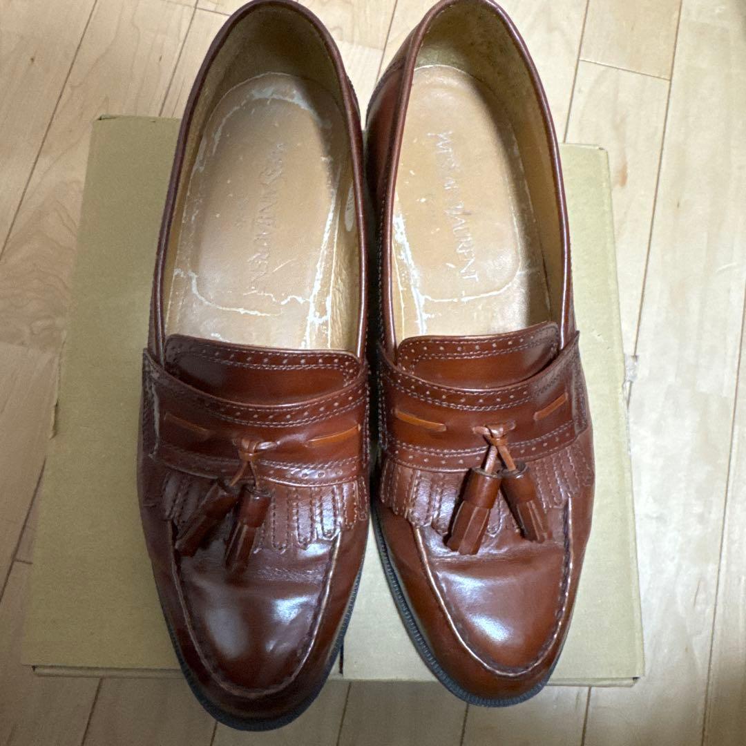 SAINT LAURENT ローファー ブラウン タッセル 25cm