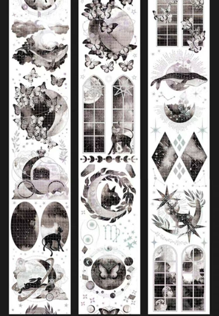 切売 203★ 海外 マスキングテープ マステ PET 動物 猫 鯨 金銀ホロ