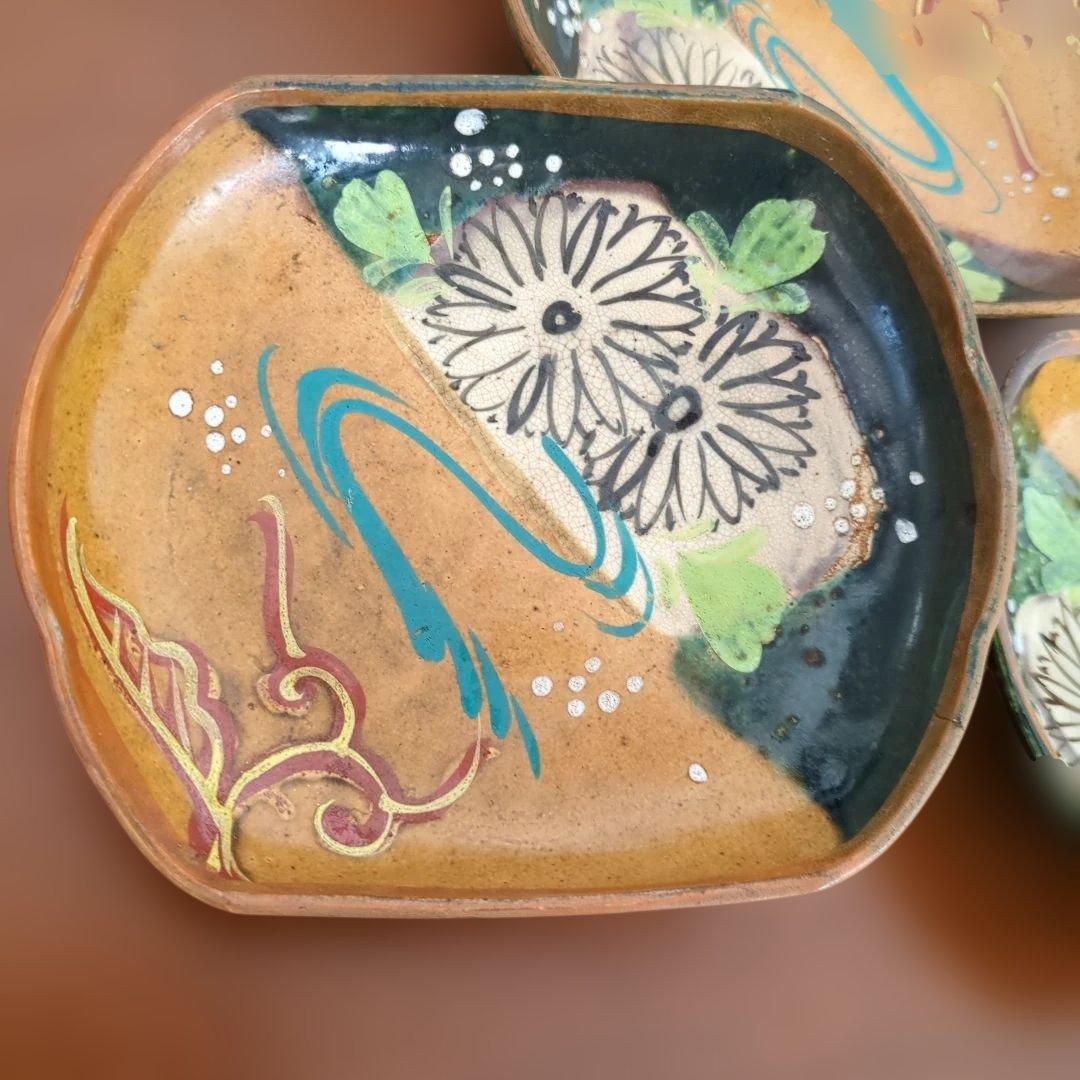 骨董　向付　菊に水流　皿　陶器　取り皿　アンティーク　5枚〜