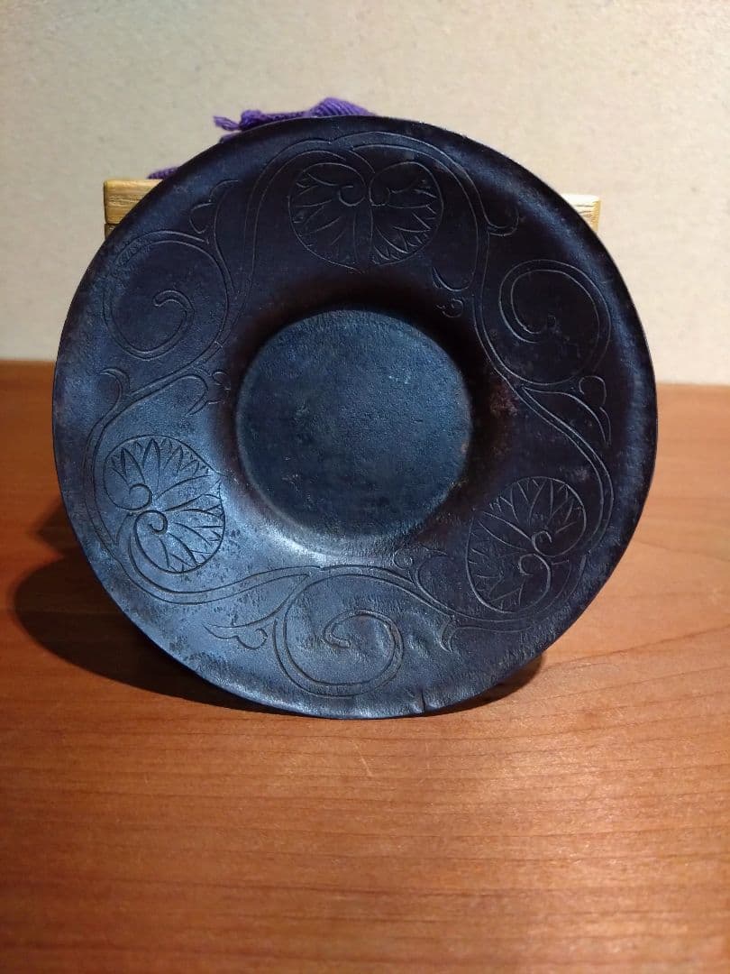 鉄の煎茶道具 鉄製 三つ葉葵 繋ぎ紋 茶托 五客 鉄器 茶道具